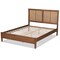 Baxton Studio Redmond Mid-Century Modern Walnut Brown Finished Wood and Synthetic Rattan Queen Size Platform Bed 183-11058-Zoro - alternate 7